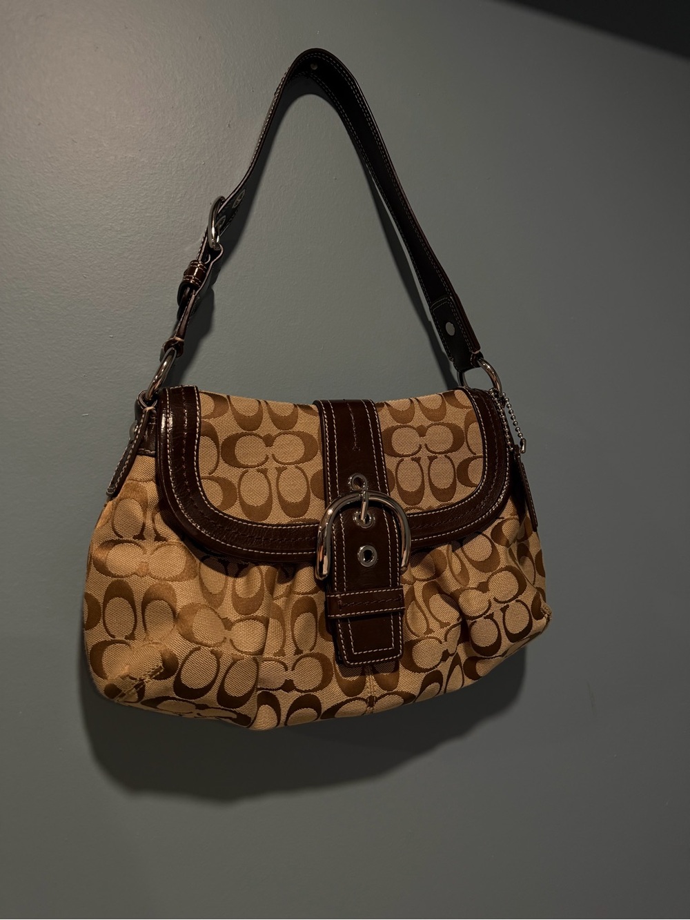 Coach Signature SoHo 2000s Canvas Shoulder Bag with Buckle